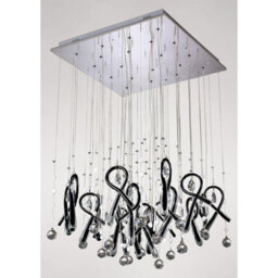 Luminosa Lighting Luminosa Class Pendant Square 20 Light G4 Polished Chrome/black Glass/crystal, Not Led/cfl Compatible - thumbnail 2
