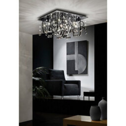 Luminosa Lighting Luminosa Class Pendant Square 20 Light G4 Polished Chrome/black Glass/crystal, Not Led/cfl Compatible - thumbnail 4