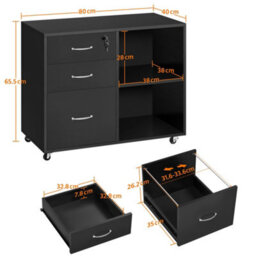 Yaheetech Large Office File Cabinet With 2 Drawers - Black - thumbnail 3