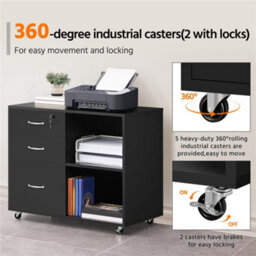 Yaheetech Large Office File Cabinet With 2 Drawers - Black - thumbnail 4