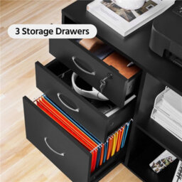 Yaheetech Large Office File Cabinet With 2 Drawers - Black - thumbnail 5