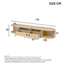 "Btm Tv Stand With 2 Rattan Drawers And 2 Sliding Doors, 170X40X40Cm, Oak, For 70"" Tv" - thumbnail 7
