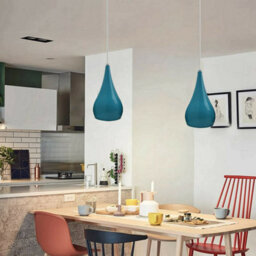 Ledsone Modern Industrial Teardrop Hanging Ceiling Light Red Pendant Lamp, Eyeball Design Light Shades E27 Lamp Neon Blue - thumbnail 3