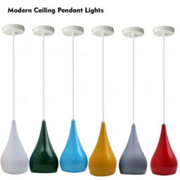 Ledsone Modern Industrial Teardrop Hanging Ceiling Light Red Pendant Lamp, Eyeball Design Light Shades E27 Lamp Neon Blue - thumbnail 6