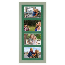 AK Frames 50X20Cm Green Modern Multi Photo Frame With Emerald Mount - Holds 4 Apertures (4X) 6X4 Photos - thumbnail 1