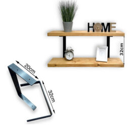MKGT 90Cm Double Rustic Wooden Shelves Wall-Mounted Shelf With Seated Double Black L Brackets (Rustic Pine) - thumbnail 4