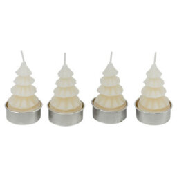 Urbn-Living Urbnliving 7Cm Height 4 Pcs White Christmas Tree Shaped Tea Light Candles Festive Holiday Decor Xmas Tealight - thumbnail 2