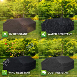 Woodside Black Waterproof Outdoor 6 Seater Square Picnic Table Cover - thumbnail 5