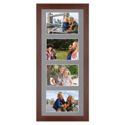AK Frames 50X20Cm Rose Wood Modern Multi Photo Frame With Mid Grey Mount - Holds 4 Apertures (4X) 6X4 Photos - thumbnail 1