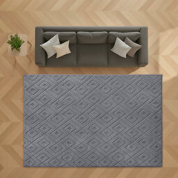 Bedlooms Grey High Low Pile Rug 120X170Cm, Soft Thick Piles,  Zig Zag Pattern, Modern Area Rugs And Bedroom Rug - thumbnail 1