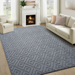Bedlooms Grey High Low Pile Rug 120X170Cm, Soft Thick Piles,  Zig Zag Pattern, Modern Area Rugs And Bedroom Rug - thumbnail 9