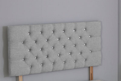 Comfy Deluxe 6Ft Superking 26Inch  Silver Linen Chesterfield Headboard