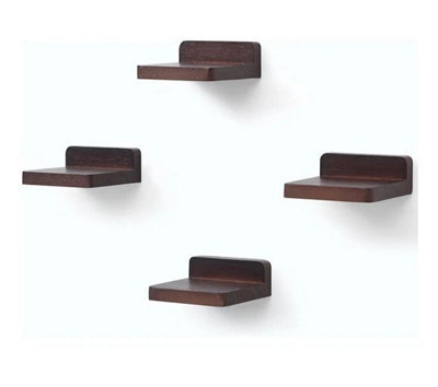 Small Floating Mini Wall Shelves Wooden Display Shelves Brown 4 Pack - image 1