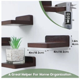 Small Floating Mini Wall Shelves Wooden Display Shelves Brown 4 Pack - thumbnail 2