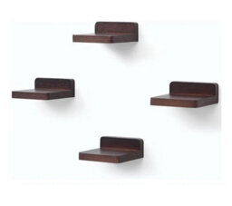 Small Floating Mini Wall Shelves Wooden Display Shelves Brown 4 Pack - thumbnail 1