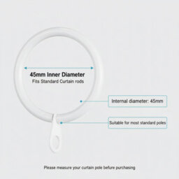 Homeelabador 45mm Extra Large White Colour Pole Curtain Rings With Eyelet - Pack Of 48 - thumbnail 3
