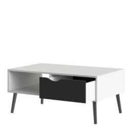 Wyld Haus Sapporo Coffee Table - White Top Matt Black Hairpin Legs 1 Drawer 1 Shelf - thumbnail 7