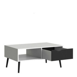 Wyld Haus Sapporo Coffee Table - White Top Matt Black Hairpin Legs 1 Drawer 1 Shelf - thumbnail 6