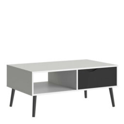 Wyld Haus Sapporo Coffee Table - White Top Matt Black Hairpin Legs 1 Drawer 1 Shelf - thumbnail 5