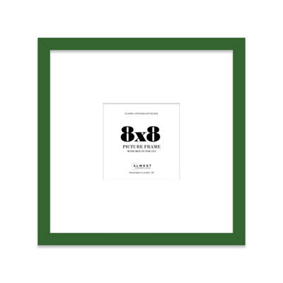 "8X8"" Green Picture Frame - 8X8"" Square Frame With 5X5"" Mount For 8X8""/5X5"" Pictures Art Deco Style Frame For Home Décor, 1 Pack" - image 1