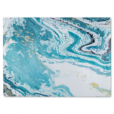 Benjamin Tate Design Blue Marble Glass Chopping Boarddesigner Style - image 1