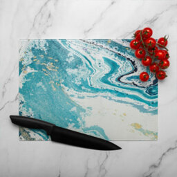 Benjamin Tate Design Blue Marble Glass Chopping Boarddesigner Style - thumbnail 3