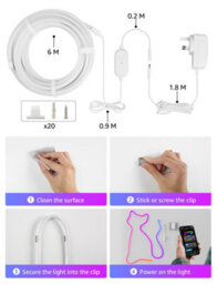 Lepro N1 Ai Smart Neon Light 6M Rgb+Ic, App & Voice Control, Works With Alexa & Google Home, Music Sync, Plug In, Ip65 Rope Light - thumbnail 9