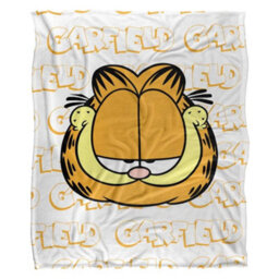 Garfield Silky Sketch Name Repeat Supersoft Blanket White/yellow (One Size) - thumbnail 1