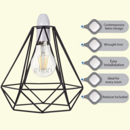 Giggi Black Cage Metal Basket Ceiling Light Shade - thumbnail 4