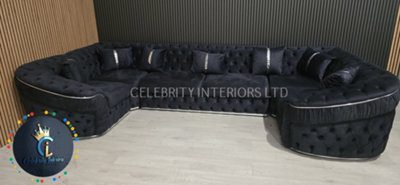 Ambassador U Shape Sofa Anthracite And Chrome - image 1
