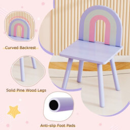 Costway Kids Vanity Table And Chair Set Girls Vanity Set W/ Cloud-Shaped Mirror Purple - thumbnail 7
