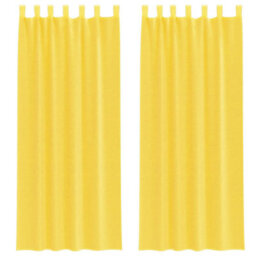 Berkfield Voile Curtains With Loops 2 Pcs Yellow 140X260 Cm - thumbnail 2