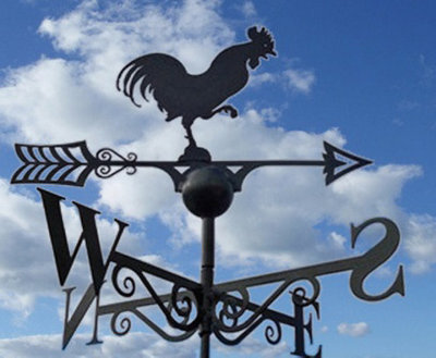 Poppy Forge Cockerel Weathervane - Solid Steel - W61 X H88 Cm - Powder Coated Black - image 1