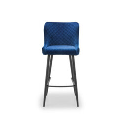 Julian Bowen Luxe Diamond Quilted Upholstered Bar Stool - Blue Velvet - thumbnail 4
