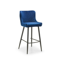 Julian Bowen Luxe Diamond Quilted Upholstered Bar Stool - Blue Velvet - thumbnail 3