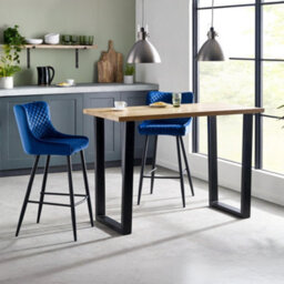 Julian Bowen Luxe Diamond Quilted Upholstered Bar Stool - Blue Velvet - thumbnail 2