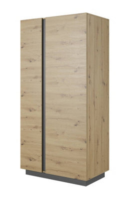 Arte Arco Contemporary 2 Hinged Door Wardrobe 5 Shelves 1 Rail Artisan Oak Effect (H)1940mm (W)970mm (D)540mm - image 1