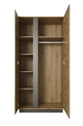 Arte Arco Contemporary 2 Hinged Door Wardrobe 5 Shelves 1 Rail Artisan Oak Effect (H)1940mm (W)970mm (D)540mm - thumbnail 2
