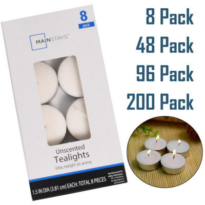 Accessotech 200 Mainstays Ivory Unscented Tealight Candles 3 Hour Burn Indoor Outdoor Decor Lights