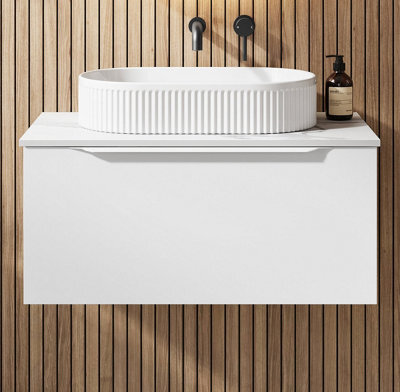 Affine 800mm Countertop Bathroom Vanity Unit Basin Wall Hung Furniture Soft Close White - image 1