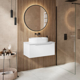 Affine 800mm Countertop Bathroom Vanity Unit Basin Wall Hung Furniture Soft Close White - thumbnail 3