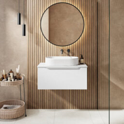 Affine 800mm Countertop Bathroom Vanity Unit Basin Wall Hung Furniture Soft Close White - thumbnail 2