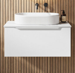 Affine 800mm Countertop Bathroom Vanity Unit Basin Wall Hung Furniture Soft Close White - thumbnail 1