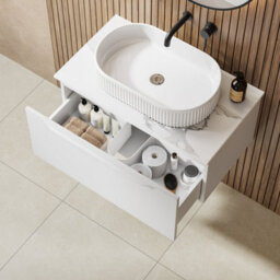 Affine 800mm Countertop Bathroom Vanity Unit Basin Wall Hung Furniture Soft Close White - thumbnail 4