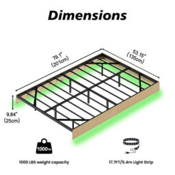 Matteo Modern Floating Bed Frame With Led Ambient Lighting, 135X200Cm, Natural - thumbnail 2