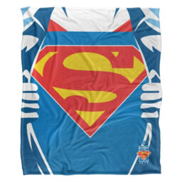DC comics Superman Silky Chest Logo Supersoft Blanket Blue/white (36In X 58In) - thumbnail 1