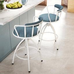 Costway Swivel Bar Stools Set Of 2 Modern Breakfast Chairs For Kitchen Island - thumbnail 8