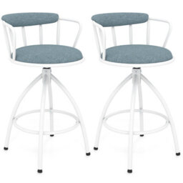 Costway Swivel Bar Stools Set Of 2 Modern Breakfast Chairs For Kitchen Island - thumbnail 9