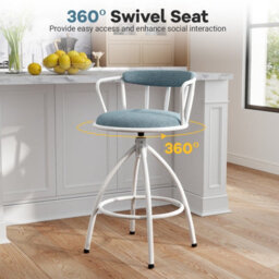Costway Swivel Bar Stools Set Of 2 Modern Breakfast Chairs For Kitchen Island - thumbnail 3
