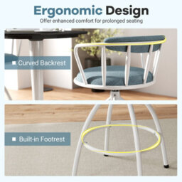 Costway Swivel Bar Stools Set Of 2 Modern Breakfast Chairs For Kitchen Island - thumbnail 5